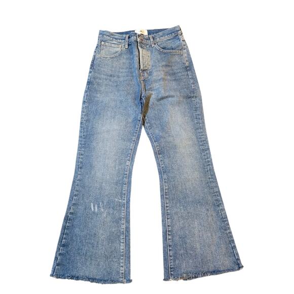 7 For All Mankind Jeans 25 Easy Boy Bootcut Blue High Rise Stretch Western Mom - Picture 1 of 8